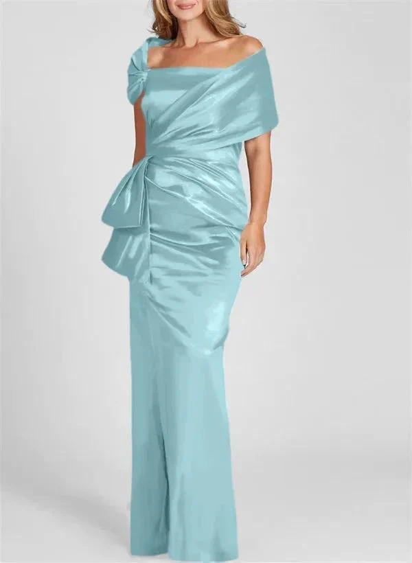 Sheath/Column Off-the-Shoulder Floor-Length Mother of the Bride Dresses - Image 35