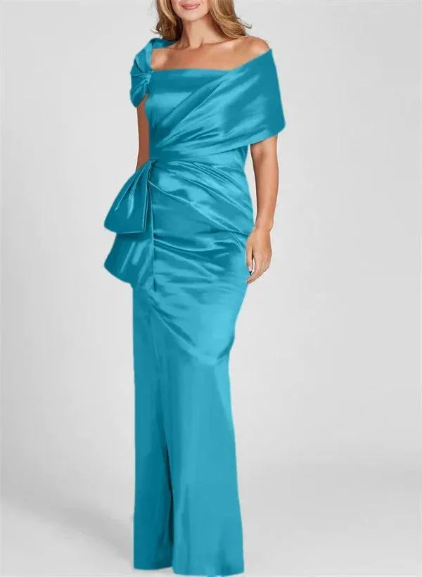 Sheath/Column Off-the-Shoulder Floor-Length Mother of the Bride Dresses - Image 37