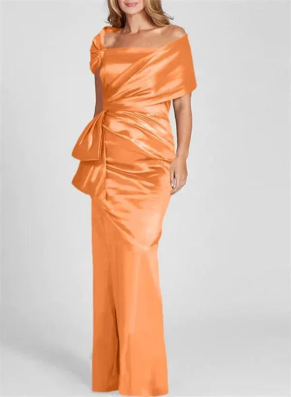 Sheath/Column Off-the-Shoulder Floor-Length Mother of the Bride Dresses - Image 38