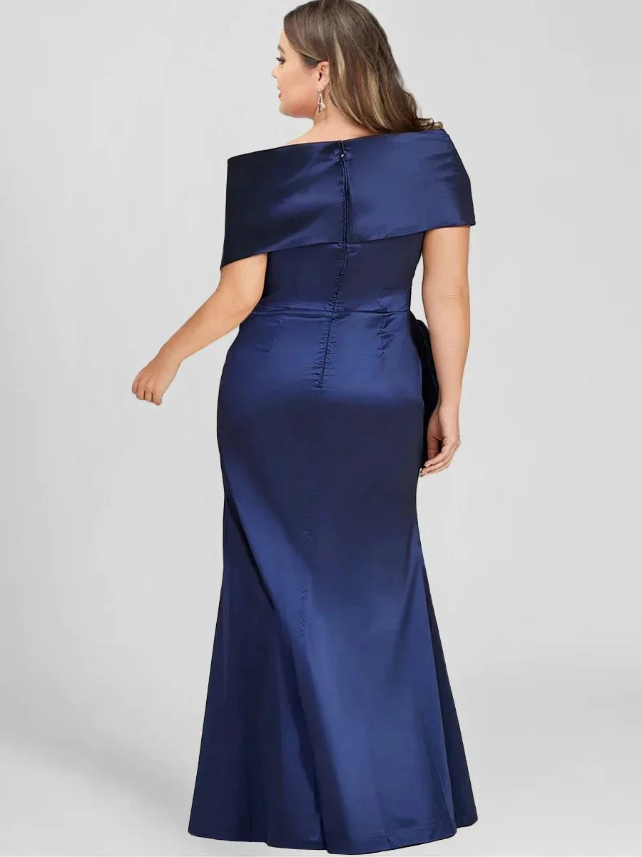 Sheath/Column Off-the-Shoulder Floor-Length Mother of the Bride Dresses - Image 4