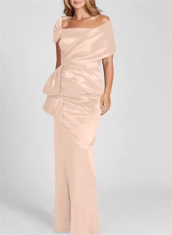 Sheath/Column Off-the-Shoulder Floor-Length Mother of the Bride Dresses - Image 41
