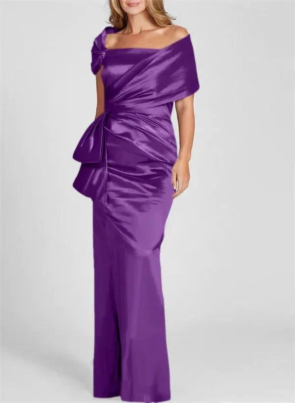 Sheath/Column Off-the-Shoulder Floor-Length Mother of the Bride Dresses - Image 43