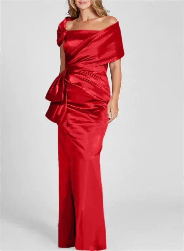 Sheath/Column Off-the-Shoulder Floor-Length Mother of the Bride Dresses - Image 45