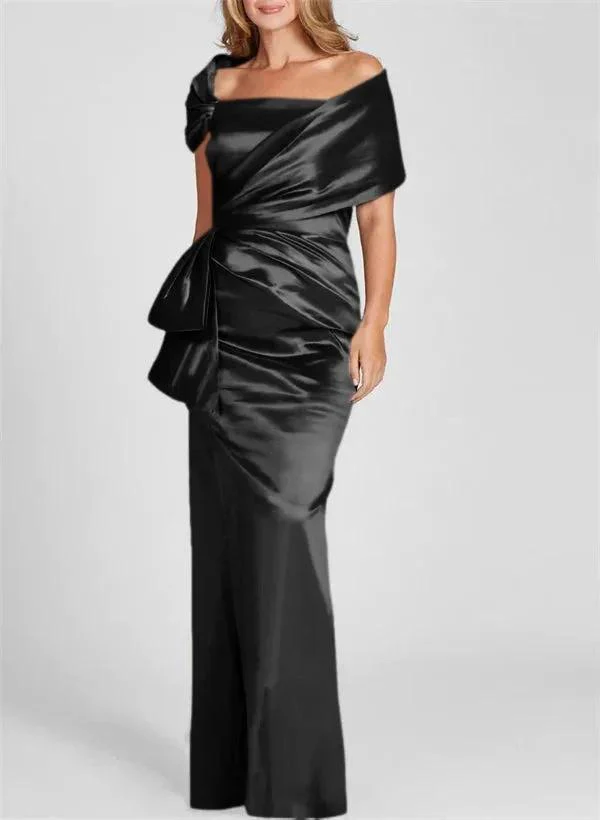 Sheath/Column Off-the-Shoulder Floor-Length Mother of the Bride Dresses - Image 5
