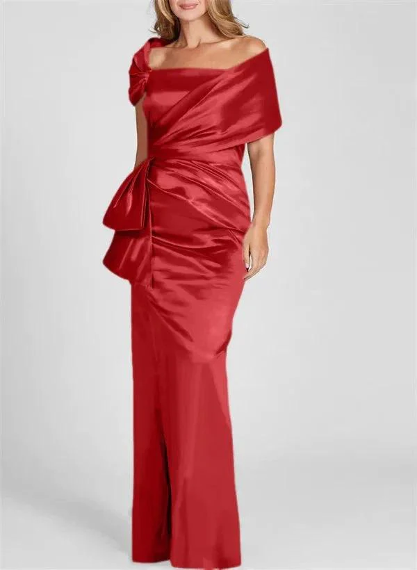 Sheath/Column Off-the-Shoulder Floor-Length Mother of the Bride Dresses - Image 56