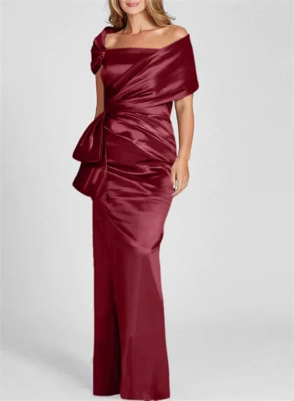 Sheath/Column Off-the-Shoulder Floor-Length Mother of the Bride Dresses - Image 7