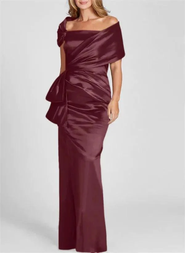Sheath/Column Off-the-Shoulder Floor-Length Mother of the Bride Dresses - Image 8