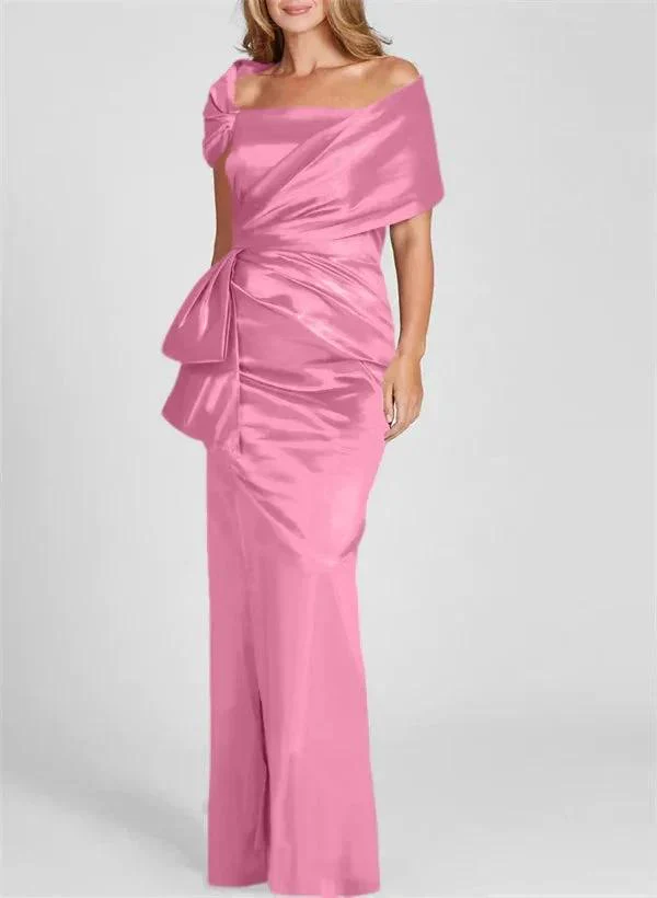 Sheath/Column Off-the-Shoulder Floor-Length Mother of the Bride Dresses - Image 9