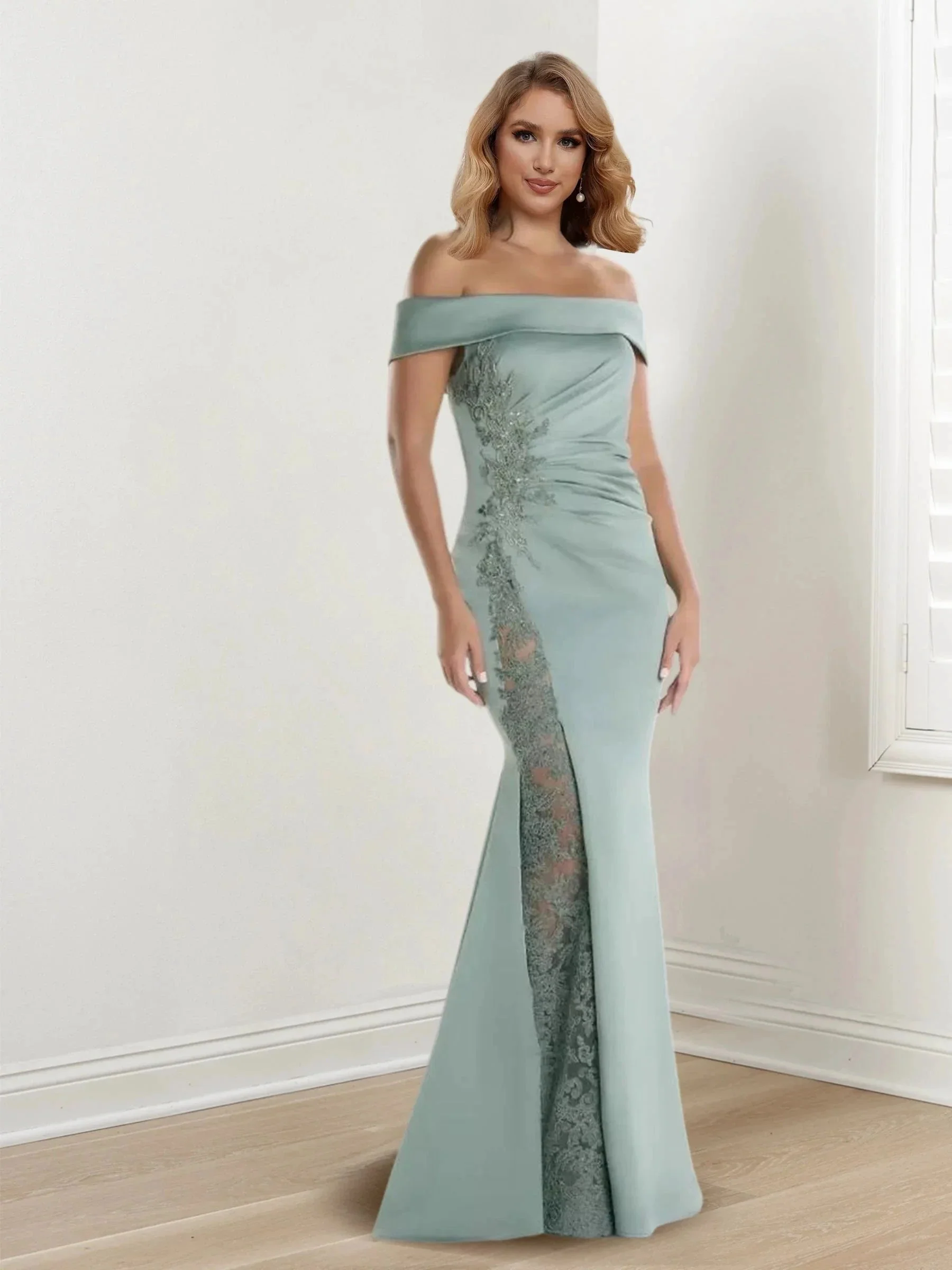 Sheath/Column Off-the-Shoulder Sleeveless Mother of the Bride Dresses - Image 3