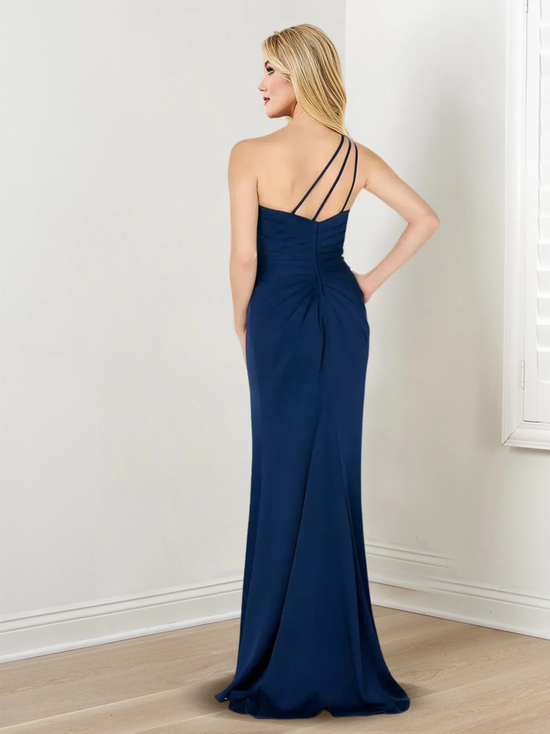 Sheath/Column One-Shoulder Sleeveless Mother of the Bride Dresses Whit Split Side - Image 2
