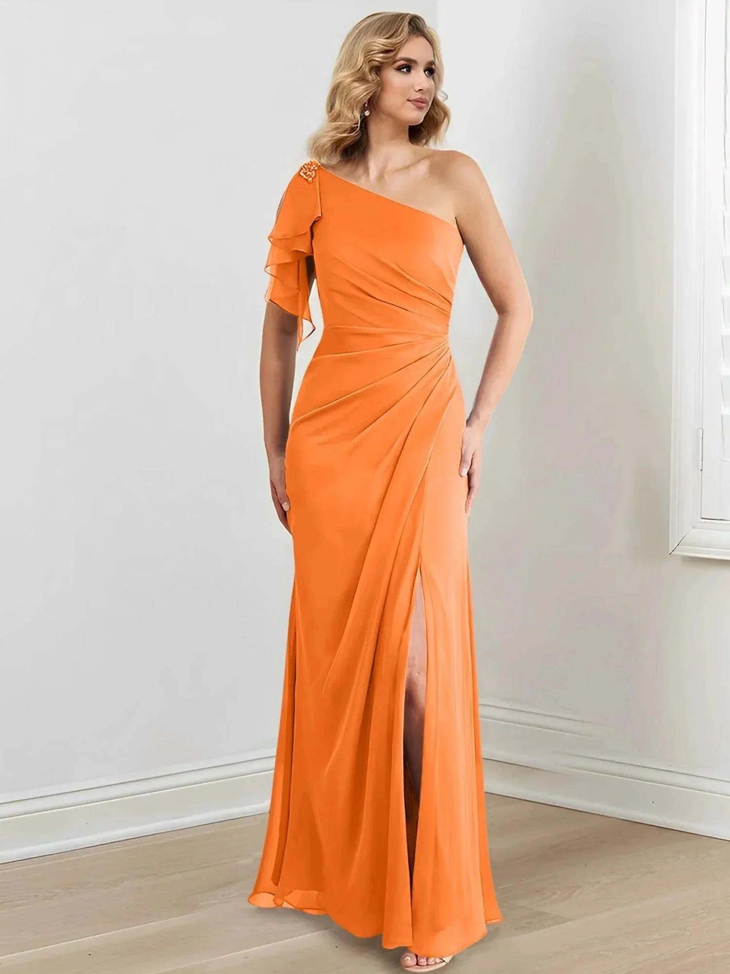Sheath/Column One-Shoulder Floor-Length Mother of the Bride Dresses - Image 118