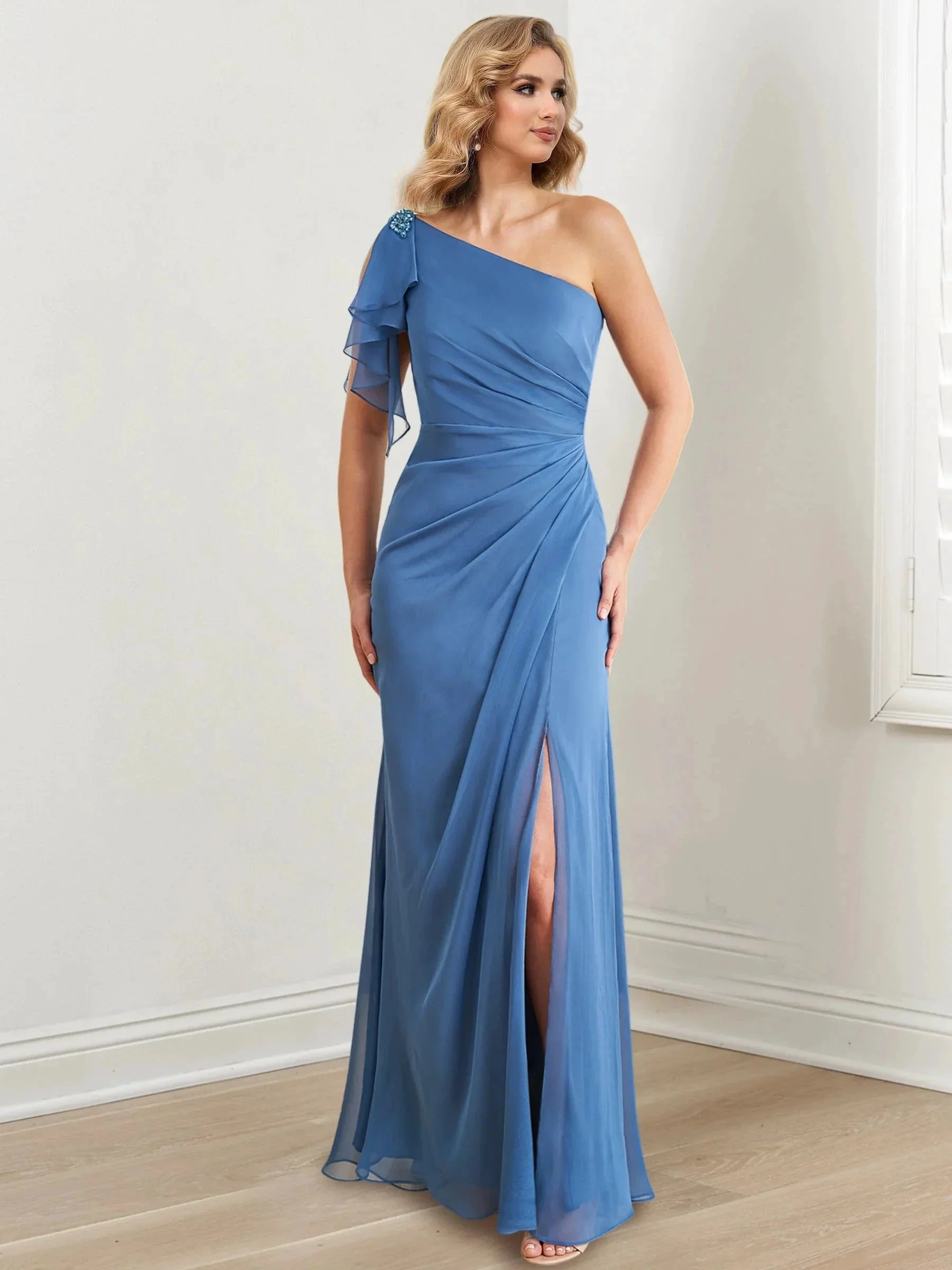 Sheath/Column One-Shoulder Floor-Length Mother of the Bride Dresses - Image 74