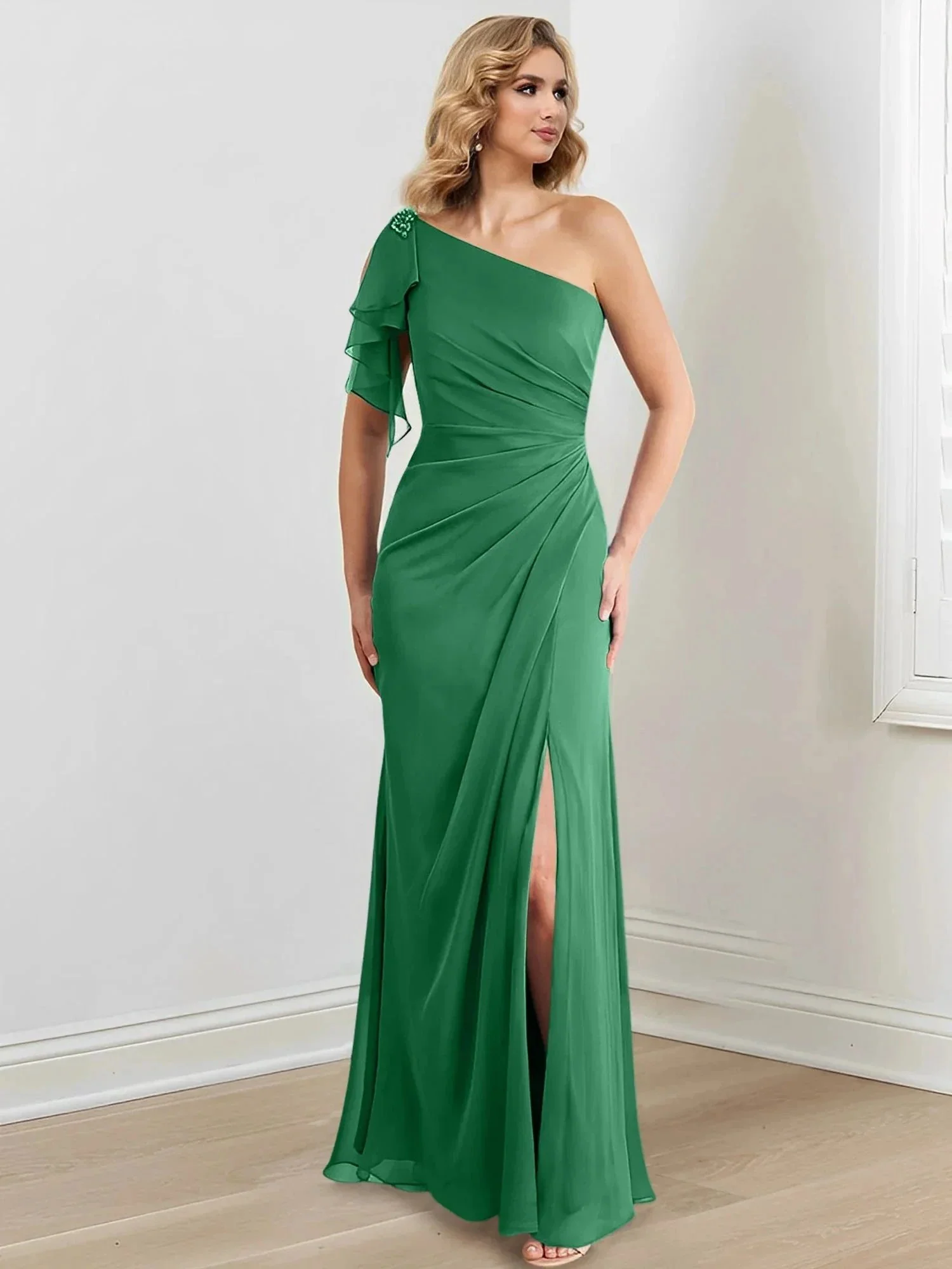 Sheath/Column One-Shoulder Floor-Length Mother of the Bride Dresses - Image 91