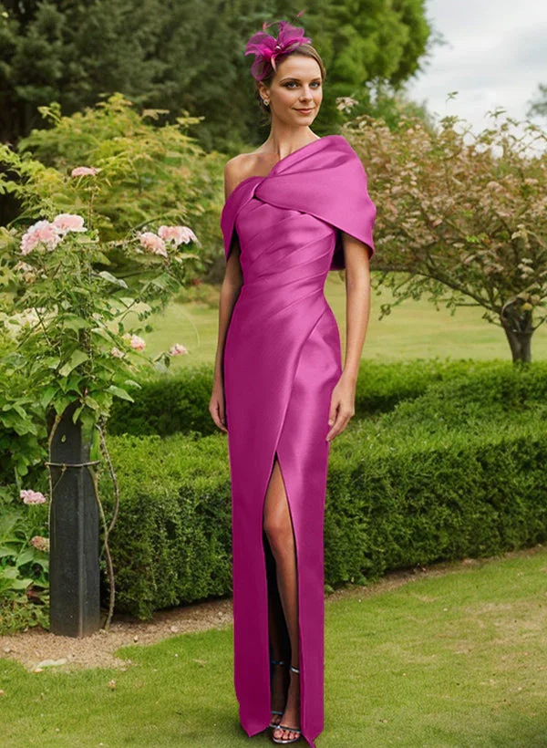 Sheath/Column One-Shoulder Floor-Length Mother of the Bride Dresses - Image 3