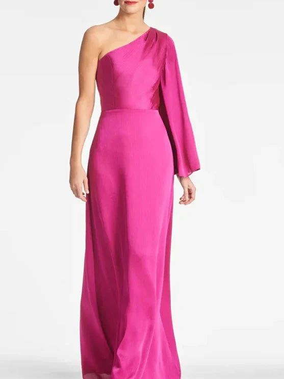 Sheath/Column One Shoulder Floor-Length Mother of the Bride Dresses - Image 2