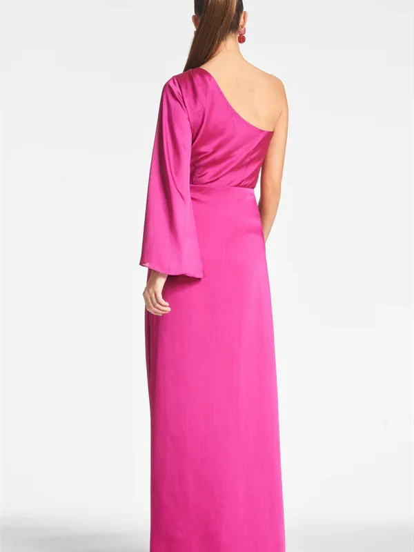 Sheath/Column One Shoulder Floor-Length Mother of the Bride Dresses - Image 4