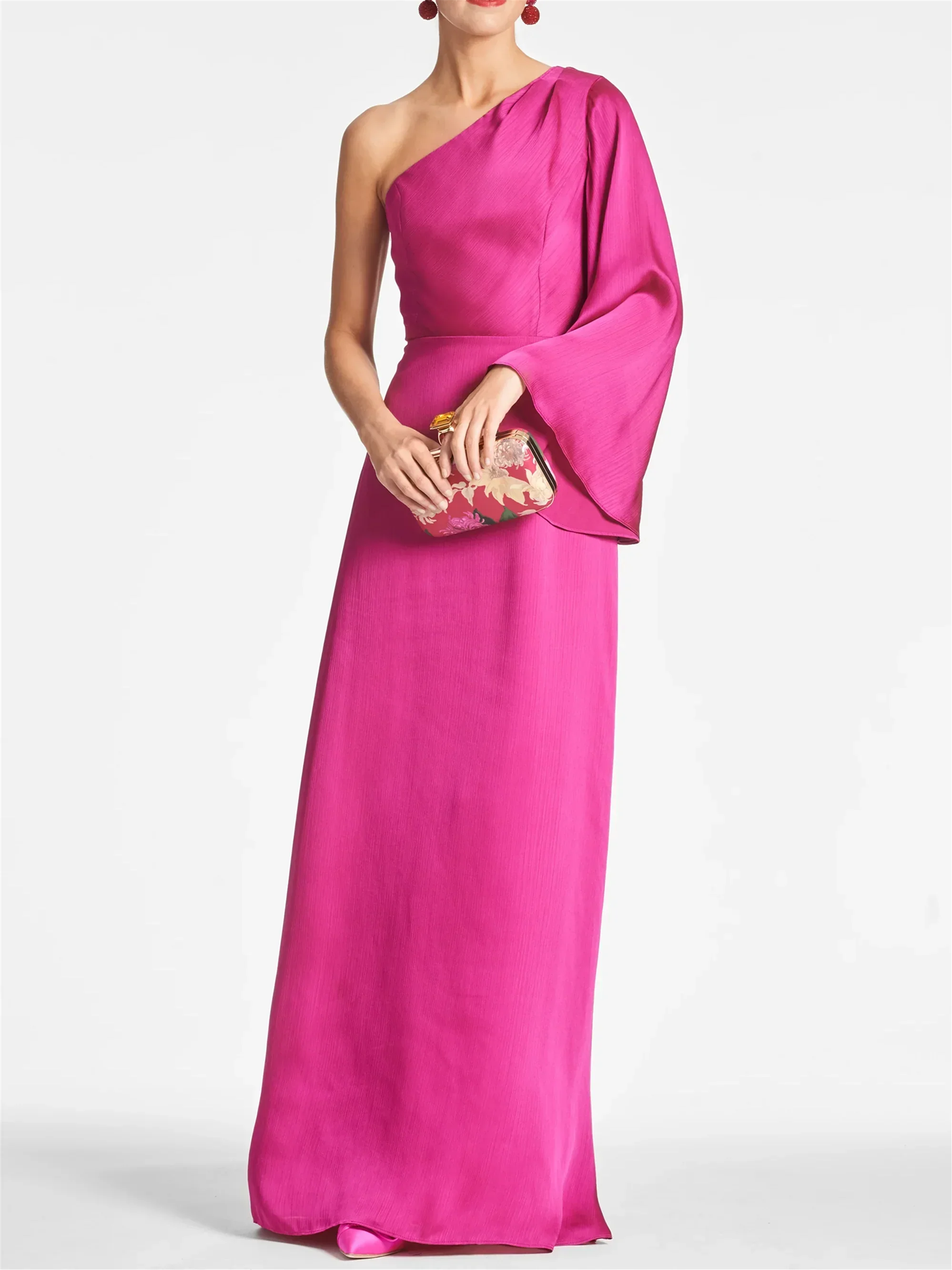 Sheath/Column One Shoulder Floor-Length Mother of the Bride Dresses - Image 6