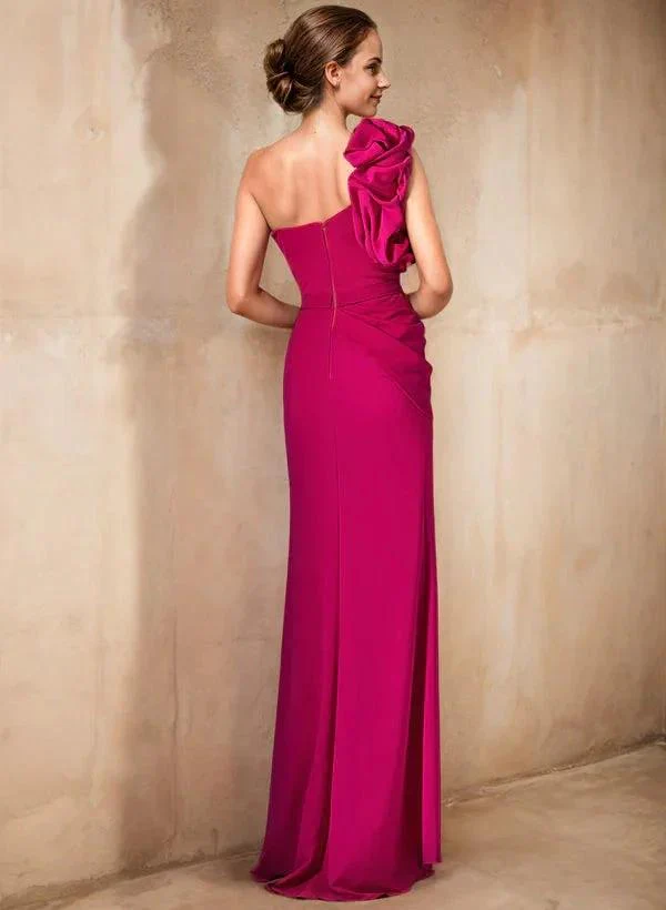Sheath/Column One-Shoulder Mother of the Bride Dresses with Split Side - Image 2