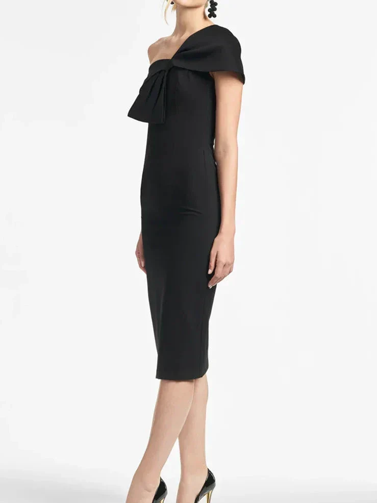 Sheath/Column One Shoulder Tea Length Mother of the Bride Dresses - Image 2