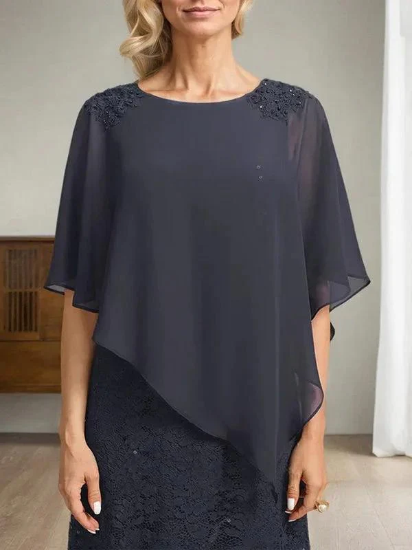Sheath/Column Scoop Floor-Length Chiffon Lace Mother of the Bride Dress With Sequins Beading - Image 8