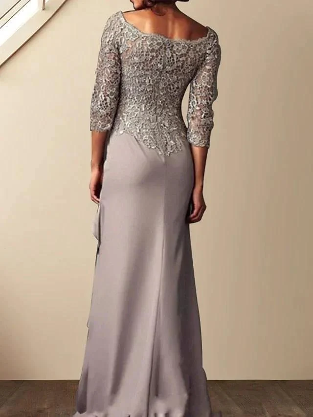 Sheath/Column Scoop Floor-Length Mother of the Bride Dresses - Image 2