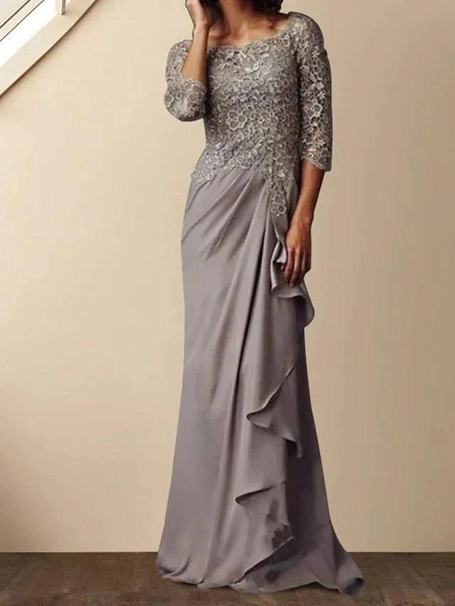 Sheath/Column Scoop Floor-Length Mother of the Bride Dresses - Image 3