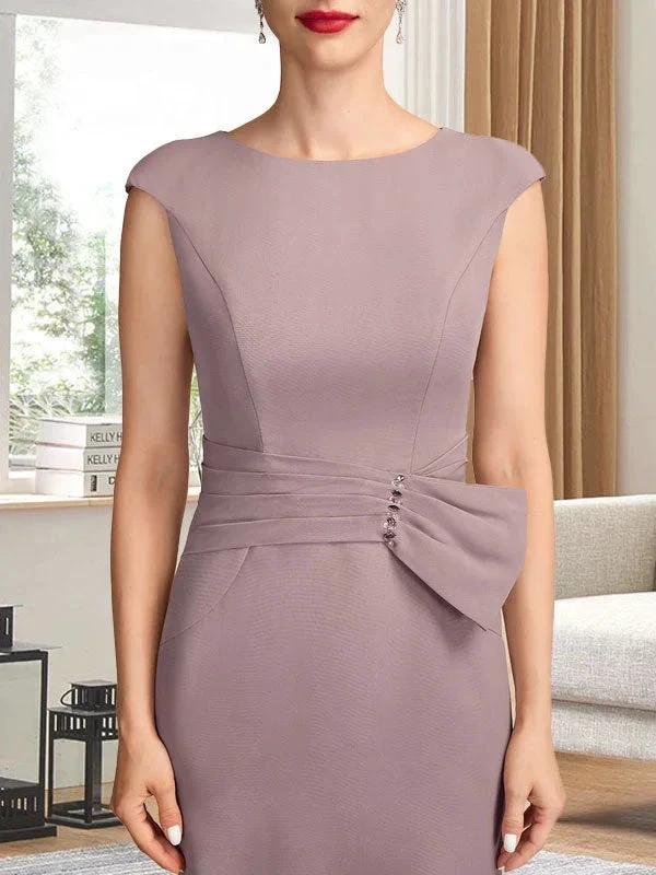 Sheath/Column Scoop Knee-Length Chiffon Mother of the Bride Dress With Pleated Sequins - Image 4