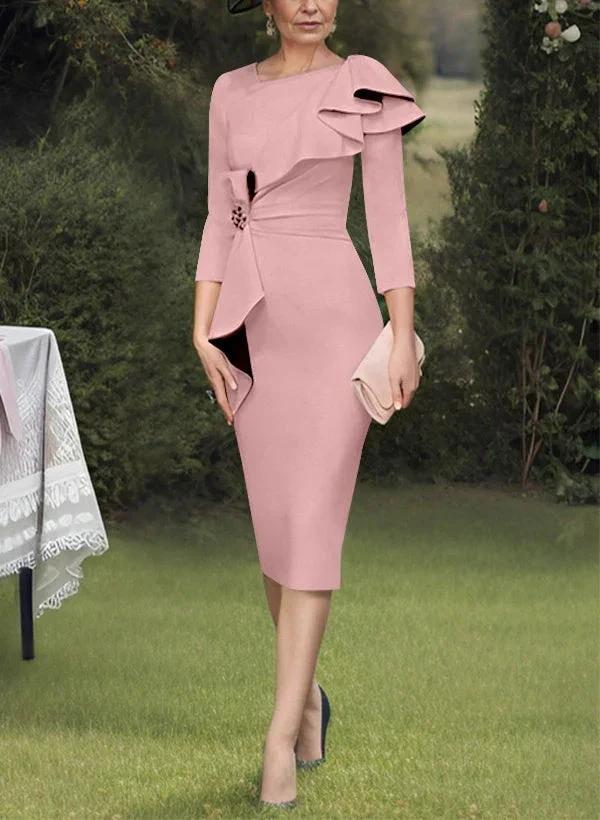 Sheath/Column Scoop Mother of the Bride Dresses with Ruffles - Image 18