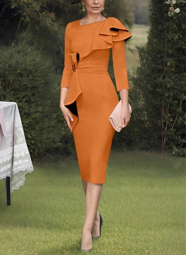 Sheath/Column Scoop Mother of the Bride Dresses with Ruffles - Image 21