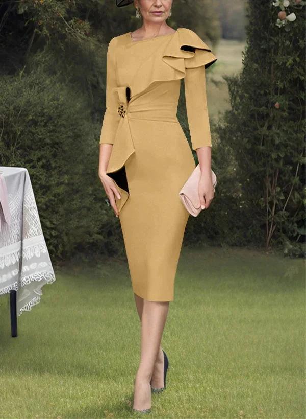 Sheath/Column Scoop Mother of the Bride Dresses with Ruffles - Image 22