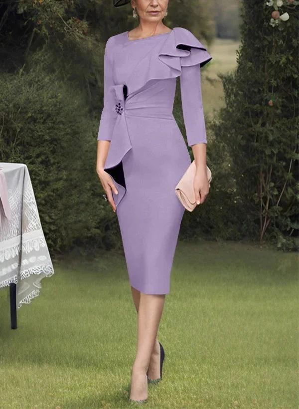 Sheath/Column Scoop Mother of the Bride Dresses with Ruffles - Image 32