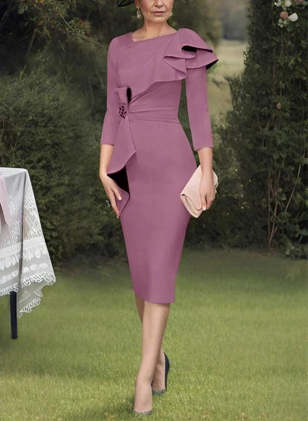 Sheath/Column Scoop Mother of the Bride Dresses with Ruffles - Image 33