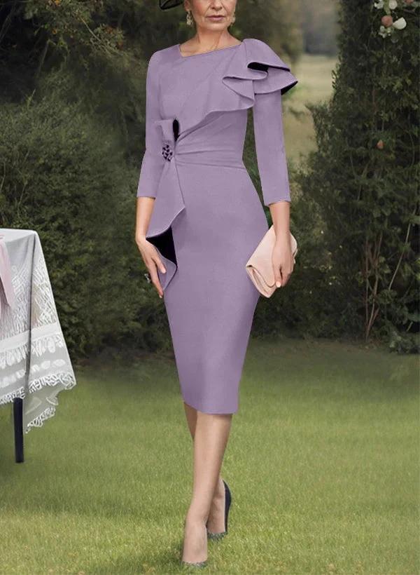 Sheath/Column Scoop Mother of the Bride Dresses with Ruffles - Image 34