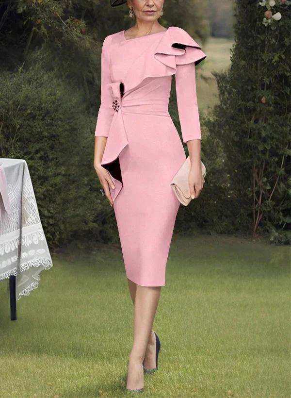Sheath/Column Scoop Mother of the Bride Dresses with Ruffles - Image 35