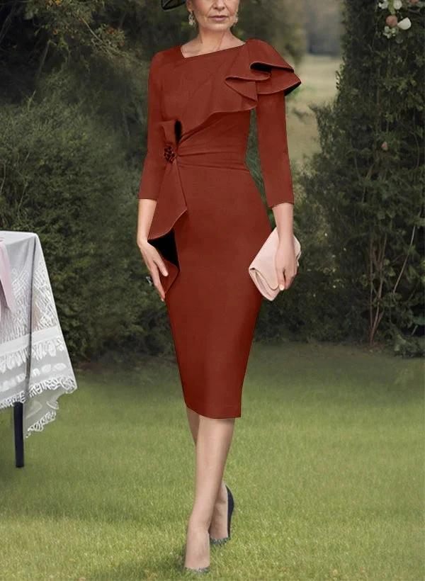 Sheath/Column Scoop Mother of the Bride Dresses with Ruffles - Image 39