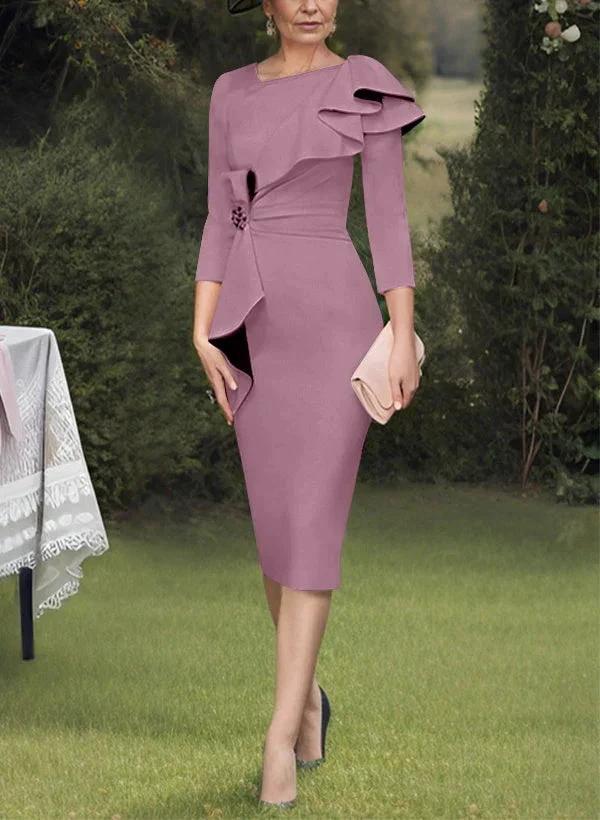 Sheath/Column Scoop Mother of the Bride Dresses with Ruffles - Image 55