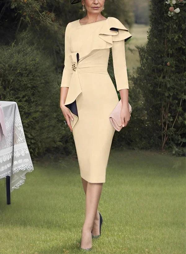 Sheath/Column Scoop Mother of the Bride Dresses with Ruffles - Image 57