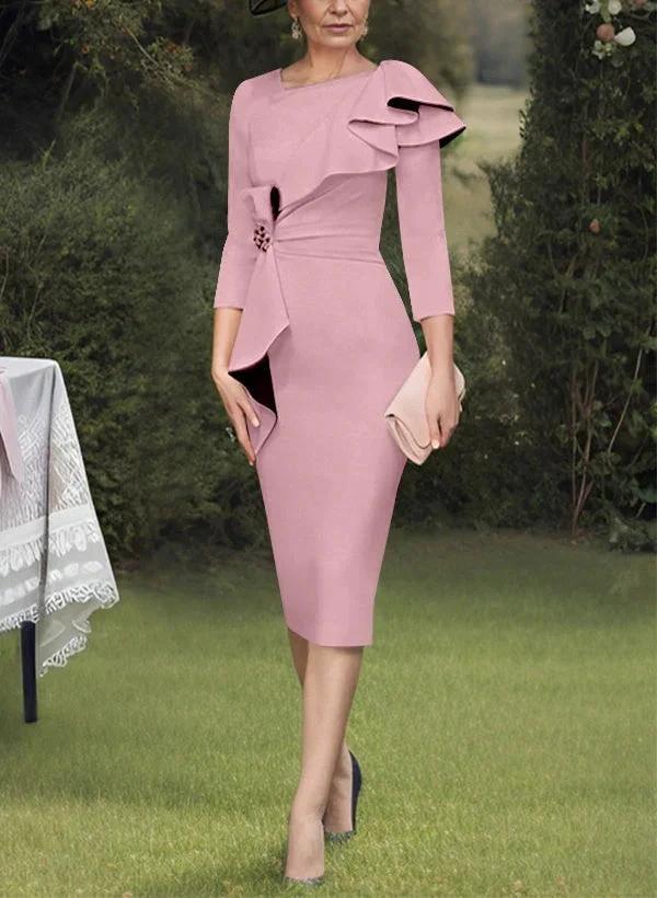 Sheath/Column Scoop Mother of the Bride Dresses with Ruffles - Image 6
