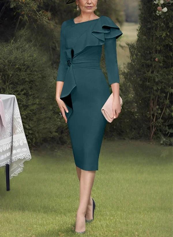 Sheath/Column Scoop Mother of the Bride Dresses with Ruffles - Image 8