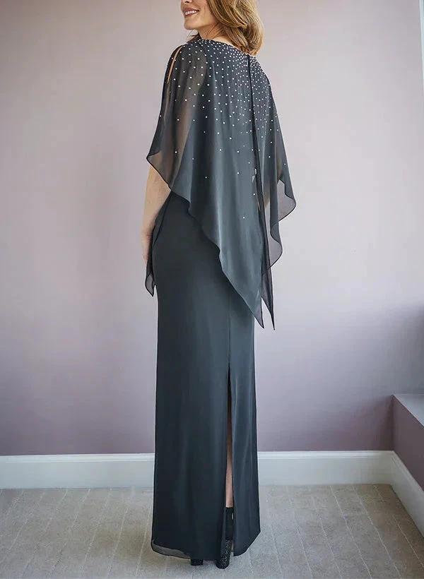 Sheath/Column Scoop Neck Half Sleeves Floor-Length Mother of the Bride Dresses - Image 2