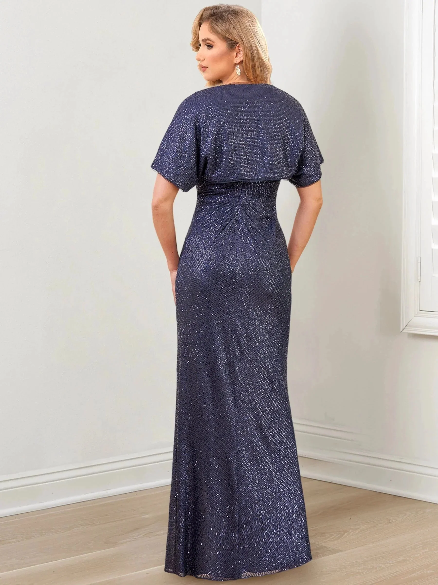 Sheath/Column V-Neck Floor-Length Mother of the Bride Dresses - Image 3