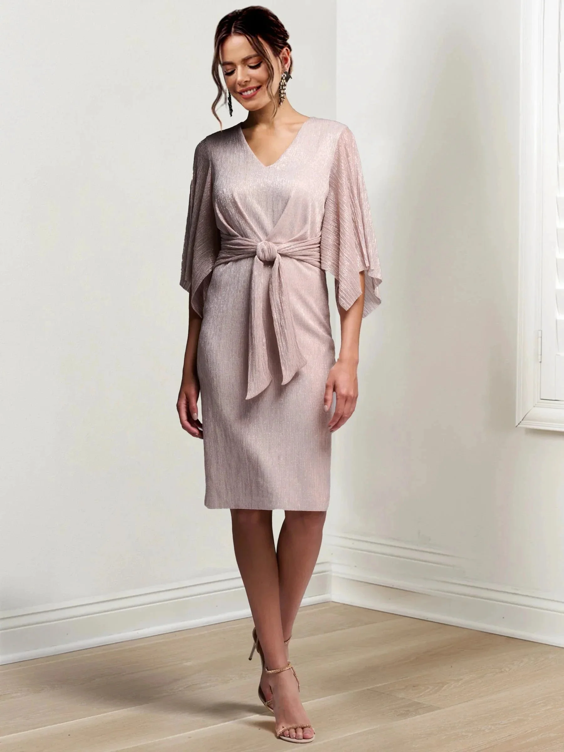 Sheath/Column V-Neck Knee-Length Mother of the Bride Dresses - Image 5