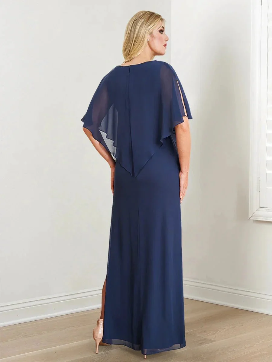 Sheath/Column V-Neck Mother of the Bride Dresses with Beading & Split Side - Image 2