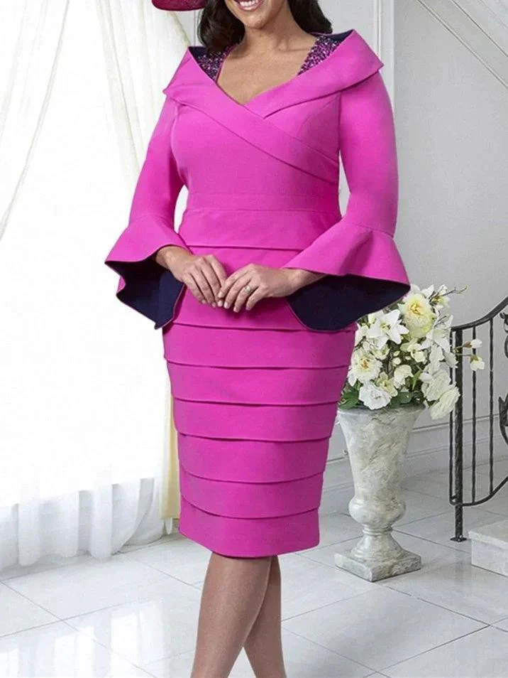 Sheath/Column V-Neck Plus Size Mother of the Bride Dresses - Image 2