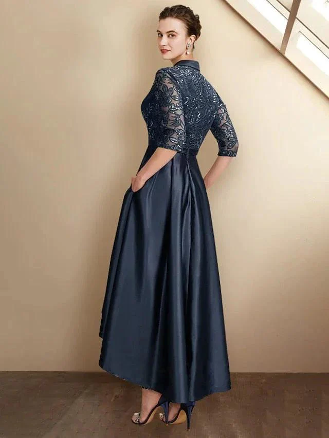 Sheath/Column V-Neck Tea-Length Mother of the Bride Dresses - Image 2