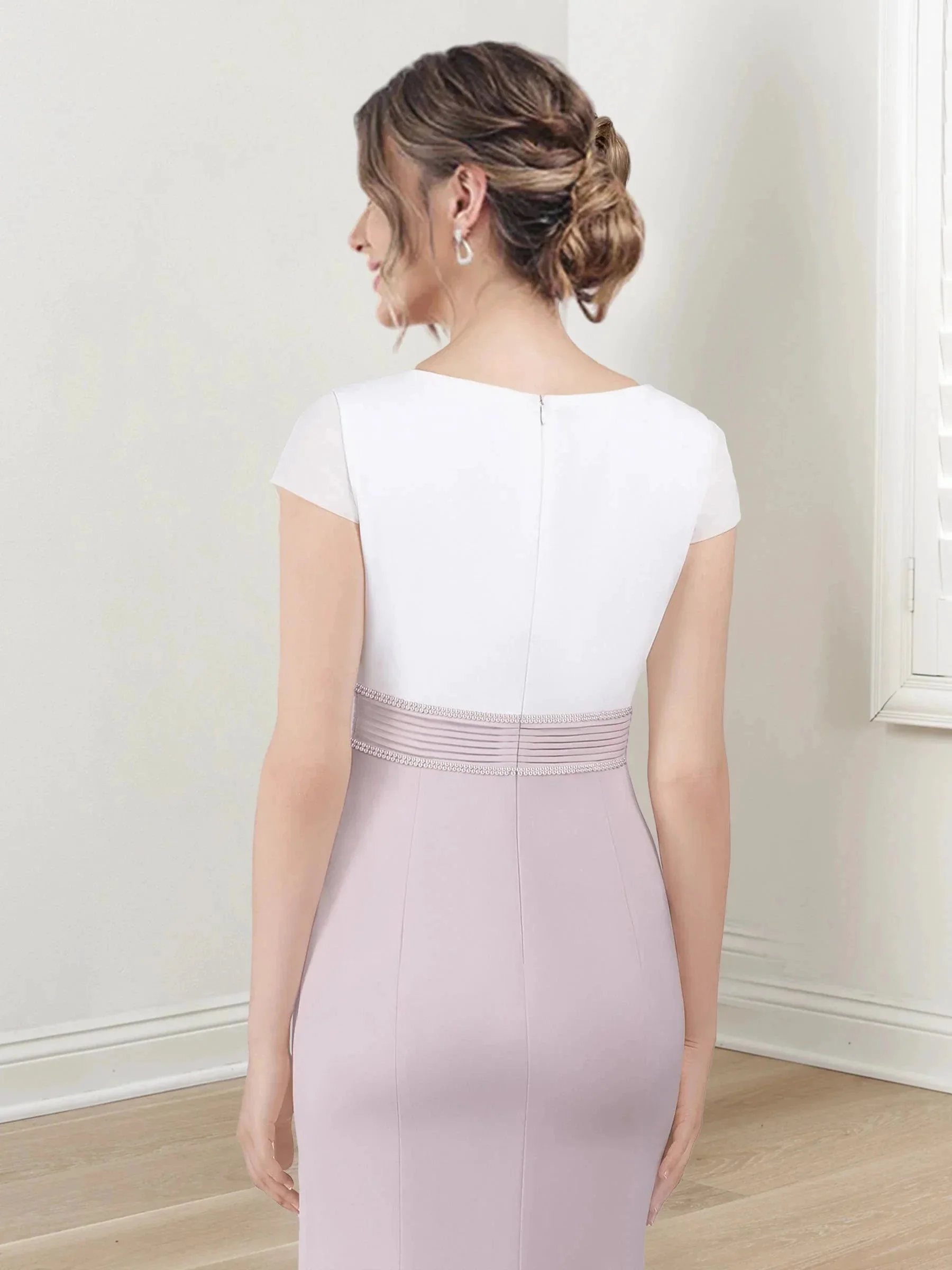 Sheath/Column V-Neck Tea-Length Mother of the Bride Dresses - Image 4