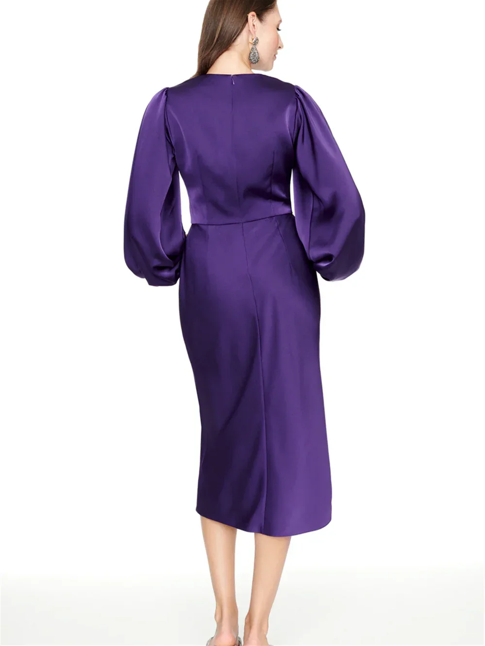 Sheath/Column V Neck Tea Length Mother of the Bride Dresses - Image 2