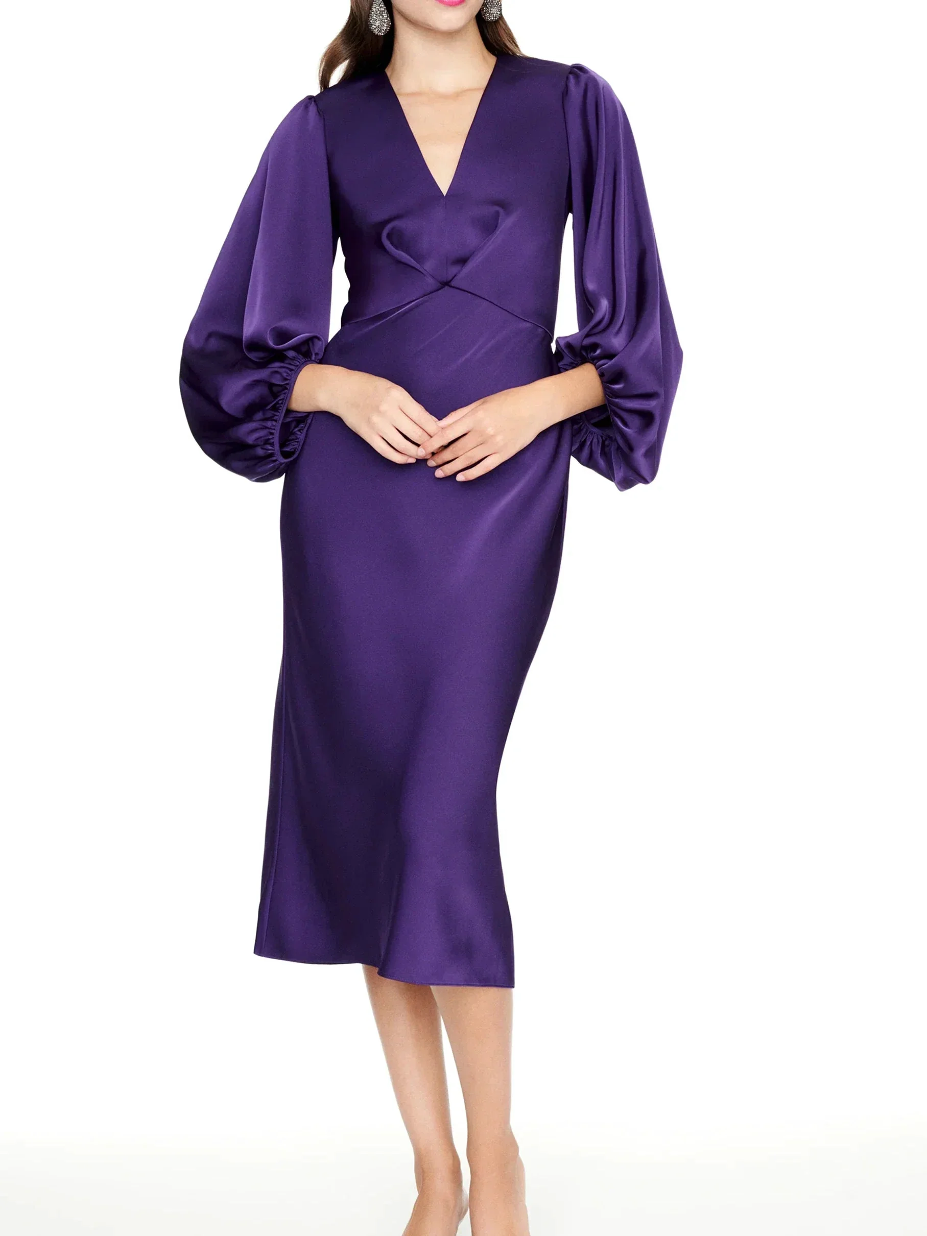 Sheath/Column V Neck Tea Length Mother of the Bride Dresses - Image 4