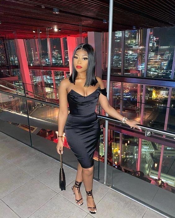 Sheath Homecoming Dresses 16th Birthday Outfits Black Girl Short Club Dress Y642 - Image 2