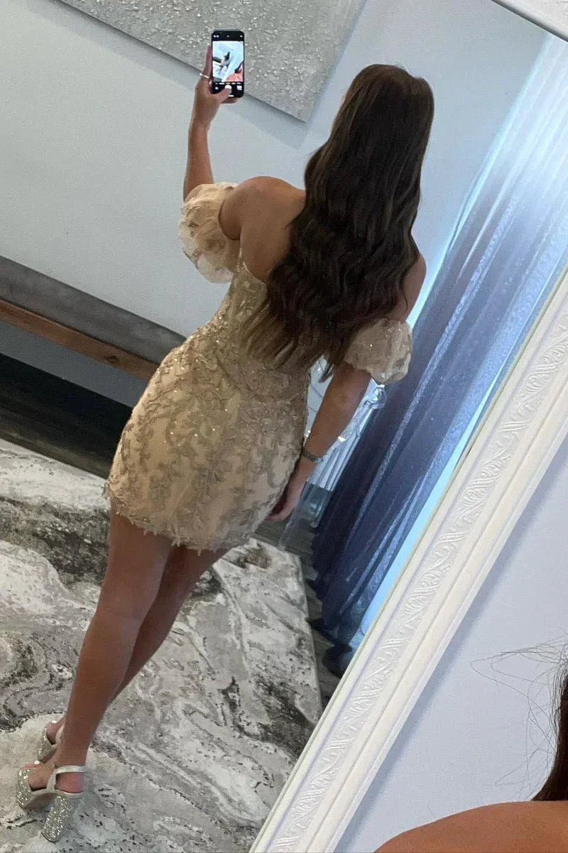 Sheath Lace Strapless Homecoming Dress with Appliques Y2998 - Image 4